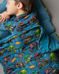 Baby Kids Bamboo Pajamas — Hot Wheels™ Monster Trucks Sleeping Bag — Image 1