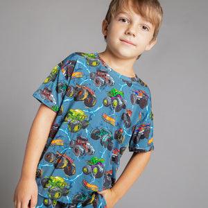 Baby Kids Bamboo Pajamas — Hot Wheels™ Monster Trucks T-Shirt — Image 1