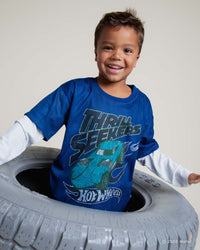Baby Kids Bamboo Pajamas — Hot Wheels™ Thrill Seeker Layered Mesh Long Sleeve Top — Image 1