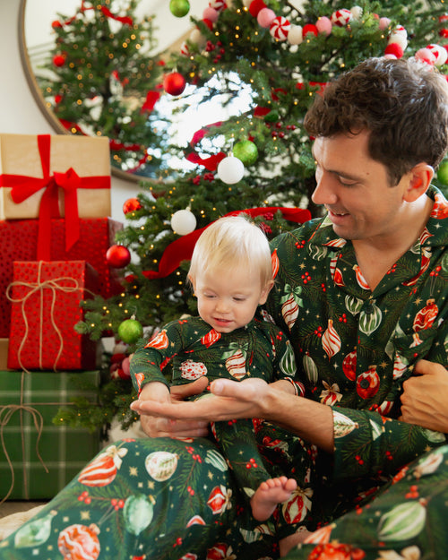 Baby Kids Bamboo Pajamas — Hung Up On Christmas Convertible Romper — Image 10