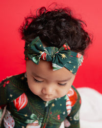 Baby Kids Bamboo Pajamas — Hung Up On Christmas Headwrap — Image 1