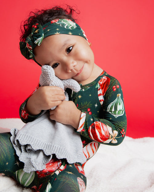 Baby Kids Bamboo Pajamas — Hung Up On Christmas Headwrap — Image 3