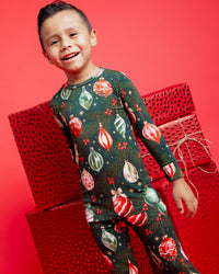 Baby Kids Bamboo Pajamas — Hung Up On Christmas Long Sleeve Pajama Set — Image 1
