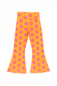 Baby Kids Bamboo Pajamas — Flower Child Girls Foldover Flares — Image 1