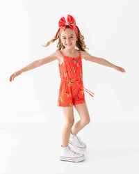 Baby Kids Bamboo Pajamas — Go Get 'Em Tiger Girls Short Romper — Image 1