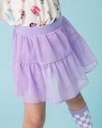 Baby Kids Bamboo Pajamas — Purple Doodles Tulle Skort — Image 1