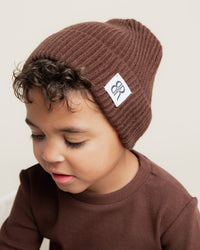 Baby Kids Bamboo Pajamas — Mocha Me Happy Kid's Beanie — Image 1