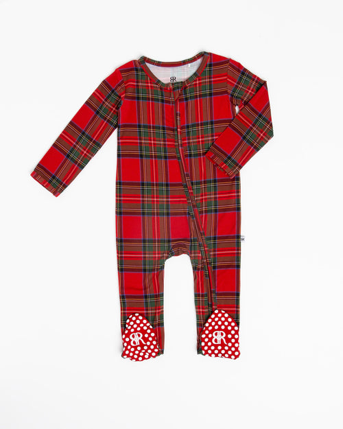 Baby Kids Bamboo Pajamas — Prepped & Plaid Footie — Image 2