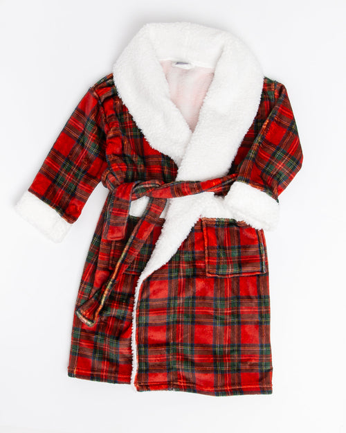 Baby Kids Bamboo Pajamas — Prepped & Plaid Kids Plush Robe — Image 2