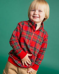 Baby Kids Bamboo Pajamas — Prepped & Plaid 1/4 Zip Pullover Sweatshirt — Image 1