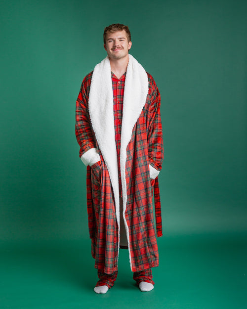 Baby Kids Bamboo Pajamas — Prepped & Plaid Adult Plush Robe — Image 4