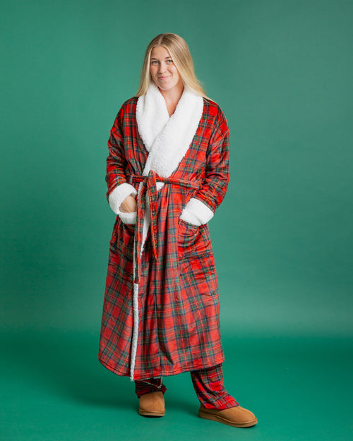 Baby Kids Bamboo Pajamas — Prepped & Plaid Adult Plush Robe — Image 3