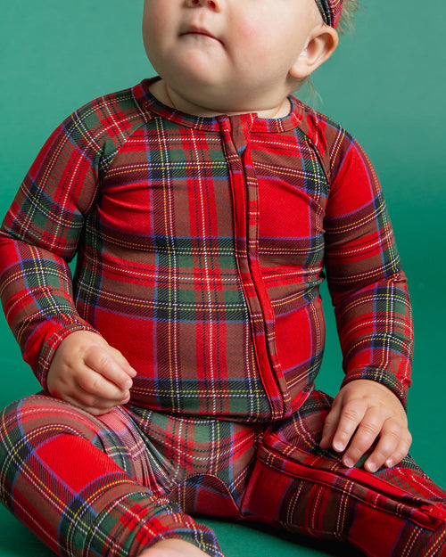 Baby Kids Bamboo Pajamas — Prepped & Plaid Convertible Romper — Image 3