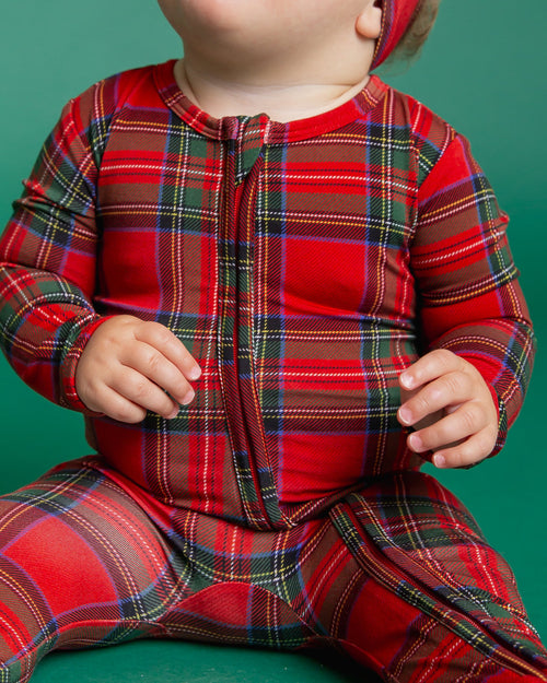 Baby Kids Bamboo Pajamas — Prepped & Plaid Footie — Image 3