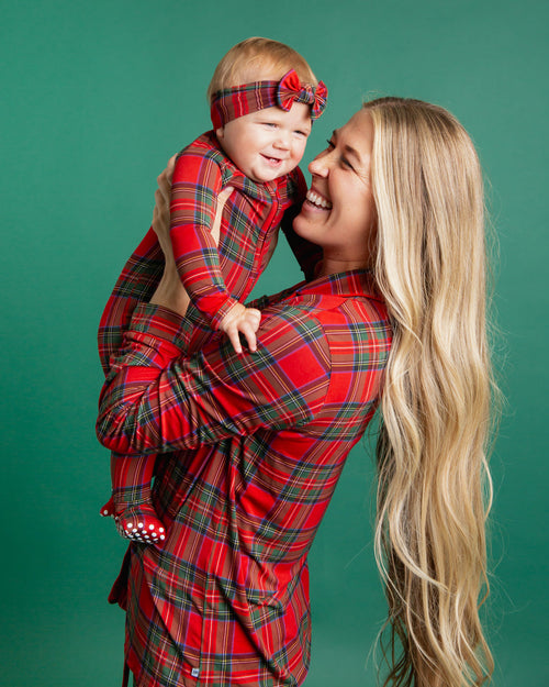 Baby Kids Bamboo Pajamas — Prepped & Plaid Headwrap — Image 6