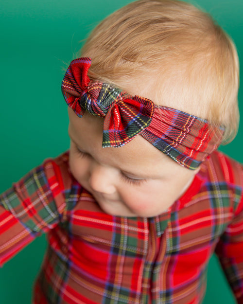 Baby Kids Bamboo Pajamas — Prepped & Plaid Headwrap — Image 1