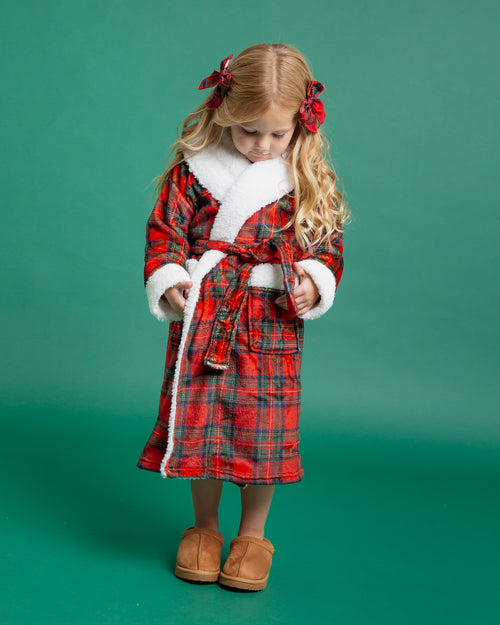 Baby Kids Bamboo Pajamas — Prepped & Plaid Kids Plush Robe — Image 4