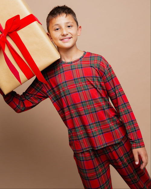 Baby Kids Bamboo Pajamas — Prepped & Plaid Relaxed Long Sleeve Top & Pants Everyday Set — Image 4