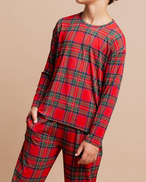 Baby Kids Bamboo Pajamas — Prepped & Plaid Relaxed Long Sleeve Top & Pants Everyday Set — Image 3