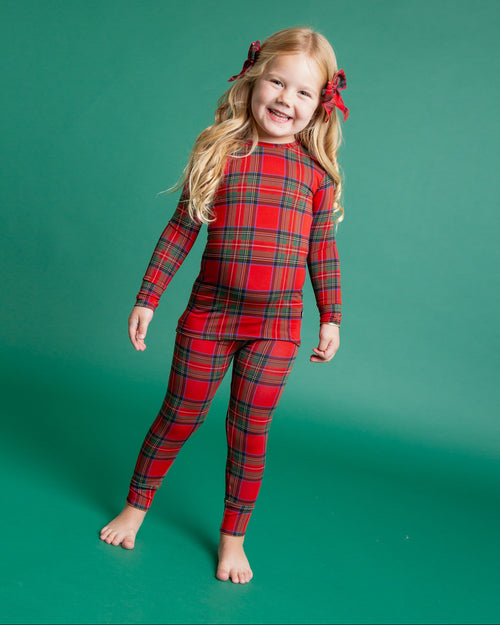 Baby Kids Bamboo Pajamas — Prepped & Plaid Long Sleeve Pajama Set — Image 3