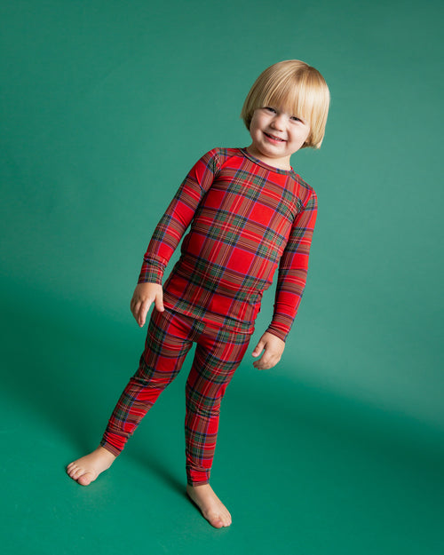 Baby Kids Bamboo Pajamas — Prepped & Plaid Long Sleeve Pajama Set — Image 7