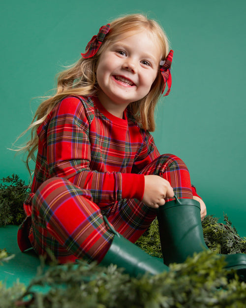 Baby Kids Bamboo Pajamas — Prepped & Plaid Woven Piggy Clip Set — Image 3
