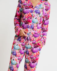 Baby Kids Bamboo Pajamas — Pretty Little Patch Women's Long Sleeve Collar Shirt & Pants Pajama Set — Image 3