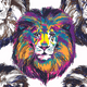 Colorful lion illustration with vibrant mane