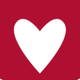 Red heart symbol on a beet-colored background