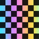 Checkerboard pattern of pastel gradient squares transitioning from blue and purple to pink, yellow, and green