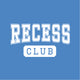 Blue logo with white collegiate block text reading "RECESS CLUB"