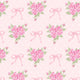 Pink floral pattern with small bouquets and ribbon bows on a pale pink background