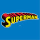 Superman logo on blue background
