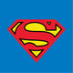 Superman logo with red and yellow 'S' shield on blue background
