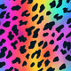 Colorful leopard print pattern with rainbow gradient background