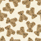 Pattern of multiple brown teddy bears arranged closely together on a white background