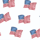 Multiple American flags waving on white background