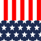 Pattern of red and white vertical stripes above a blue field with white stars, resembling the American flag.