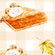 Slice of pumpkin pie with whipped cream on a checkered background