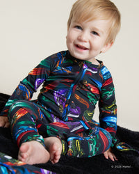 Baby Kids Bamboo Pajamas — Hot Wheels™ Race Day Convertible Romper — Image 4