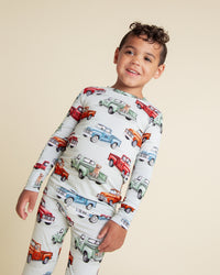 Baby Kids Bamboo Pajamas — Ruff Ride Long Sleeve Pajama Set — Image 1