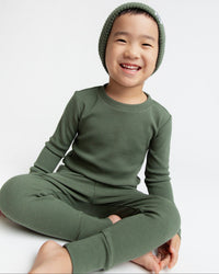 Baby Kids Bamboo Pajamas — Navy or Not + Sage the Day Ribbed Long Sleeve Pajama Sets Bundle — Image 3