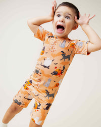 Baby Kids Bamboo Pajamas — Scaredy Catwalk Short Sleeve Pajama Shorts Set — Image 1