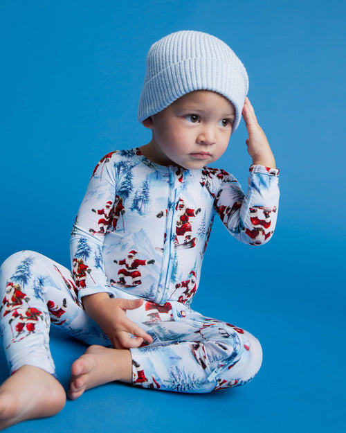 Baby Kids Bamboo Pajamas — Sleigh the Slopes Convertible Romper — Image 12