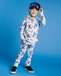 Baby Kids Bamboo Pajamas — Sleigh the Slopes Hooded Jogger Set — Image 1