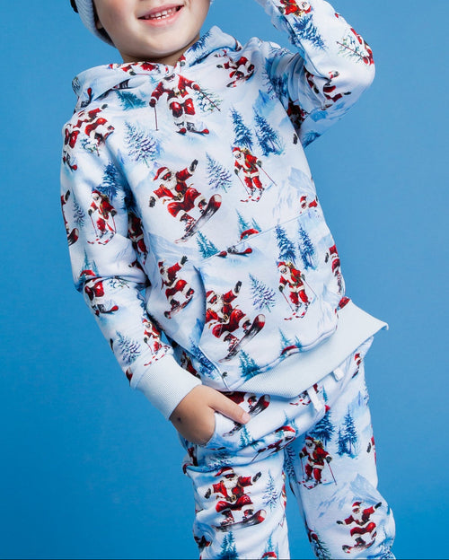 Baby Kids Bamboo Pajamas — Sleigh the Slopes Hooded Jogger Set — Image 3