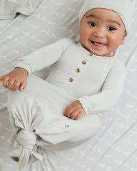 Baby Kids Bamboo Pajamas — Stone Cold Cutie Knotted Gown & Beanie Set — Image 1