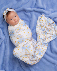 Baby Kids Bamboo Pajamas — Wish Upon A Wing Swaddle & Headwrap Set — Image 1