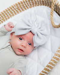 Baby Kids Bamboo Pajamas — Worth The Wait Biggie Bow — Image 1