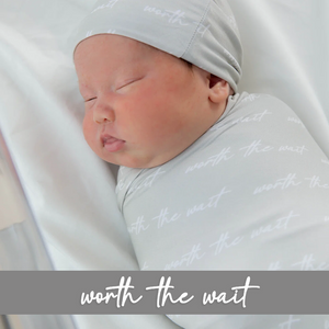 Baby Kids Bamboo Pajamas — Worth The Wait Swaddle & Beanie Set — Image 1